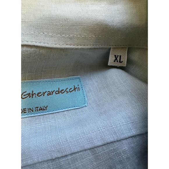 Alessandro Gherardeschi Blue Floral Linen Oversized Italian Designer Blouse XL - Picture 11 of 12